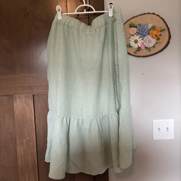 Women's LC Lauren Conrad Midi Wrap Skirt Mint White Pattern Size XL - Picture 5 of 8